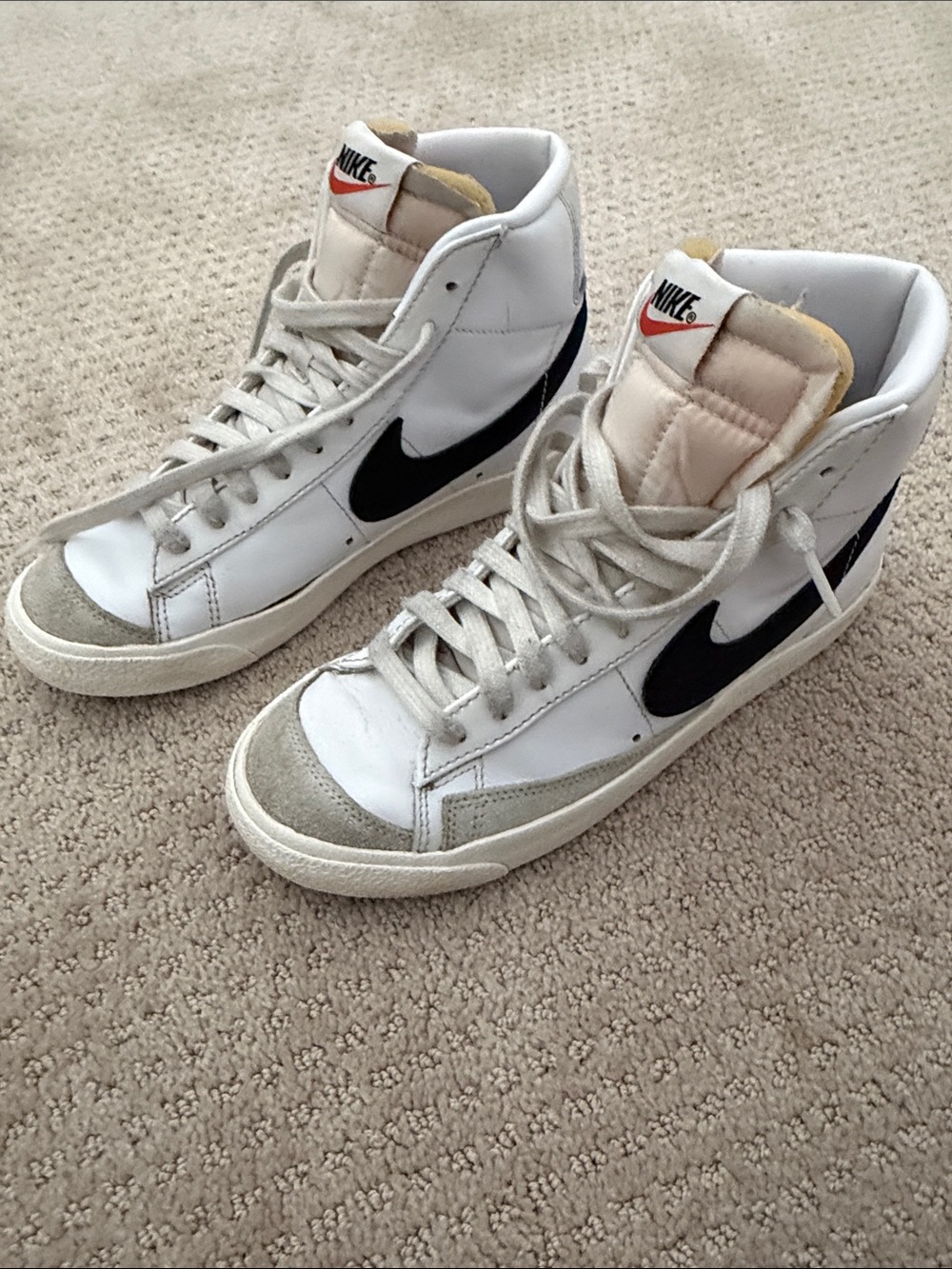 Nike blazer White High-Top Sneakers with Black Swoosh